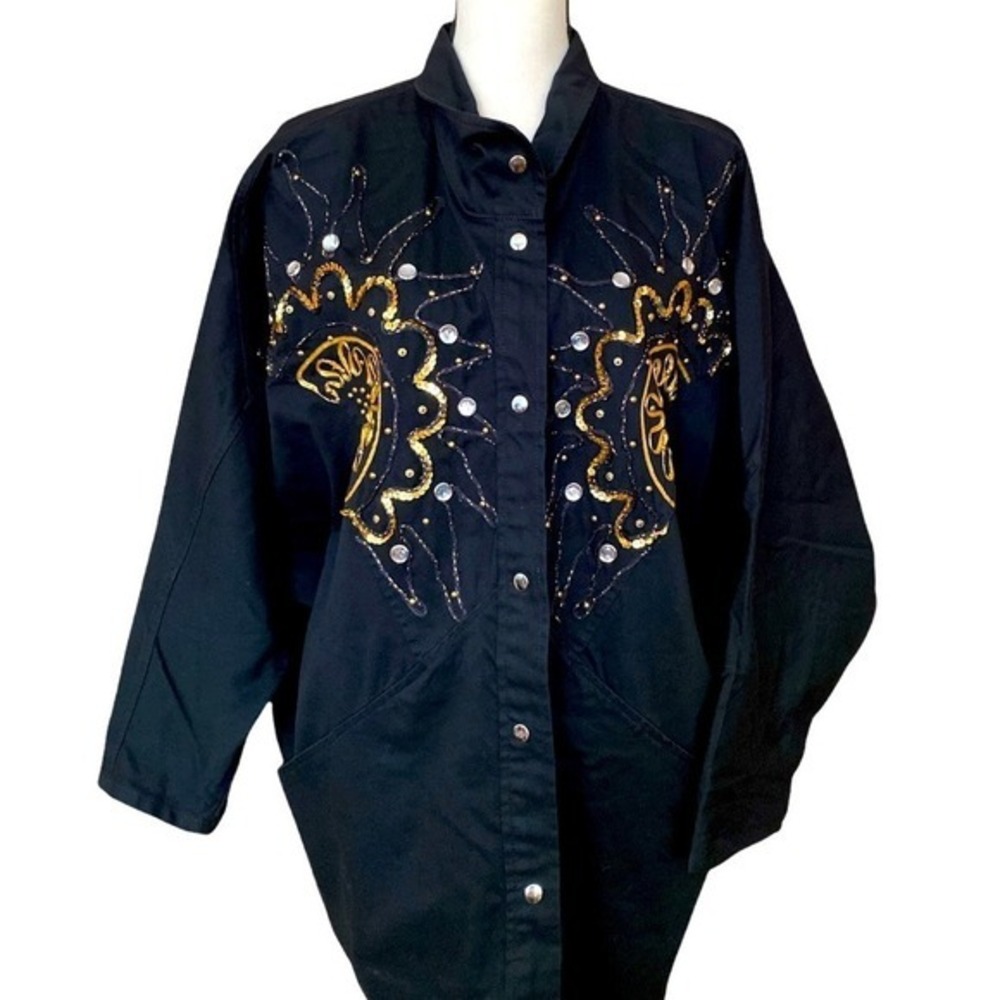 Vintage 1990's PADO California bejeweled bedazzled embroidered jacket women Larg